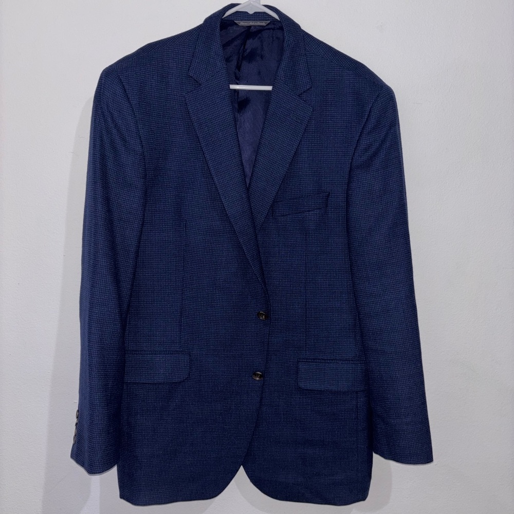 Jack Victor Blue and Black Checkered 100% Wool Gibson Blazer Size 46